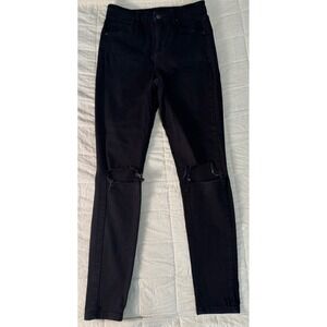 Topshop Moto Ripped Knee‎ Black Wash Skinny Jeans W28 L32